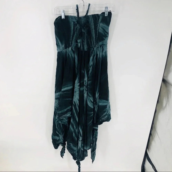 Tie dye asymmetrical cotton tube top  halter dress - Picture 6 of 7